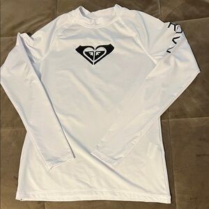 NWOT Roxy White and Black Logo Rash Guard